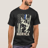 Mens 4th Of July German Shepherd Dog Merica Ameri Tシャツ (正面)