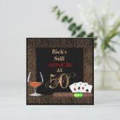 MENS 50誕生日葉巻,トランプのポーカーブランディ招待状 招待状 (スタンド正面)