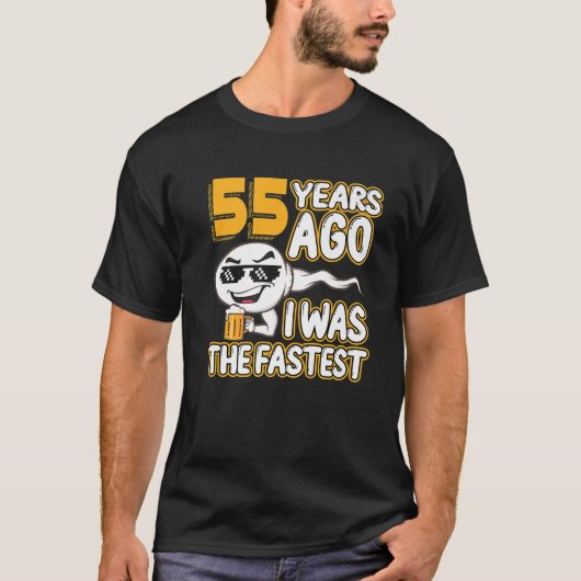 Mens 55誕生日Gag精子55年前 Tシャツ (正面)