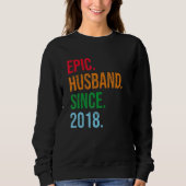 Mens 5th Wedding Anniversary Ideas Epic Husband Si スウェットシャツ (正面)