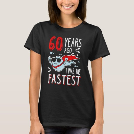 Mens 60年前の私は最速の誕生日 tシャツ (正面)
