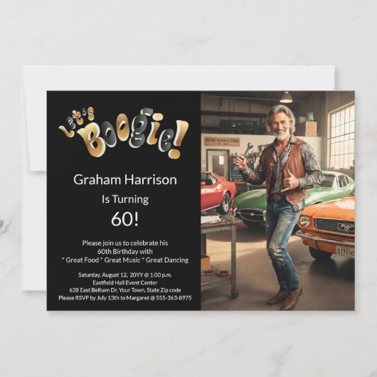 Men's 60th Birthday Party Photo 招待状 (正面)