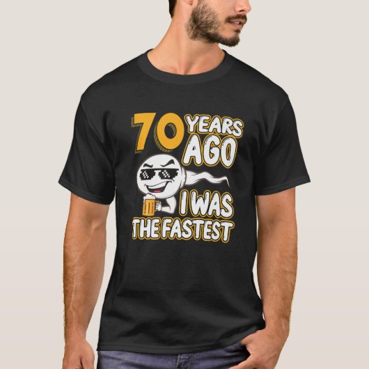 Mens 70Th Birthday Gag Sperm 70 Years Ago I Was Th Tシャツ (正面)