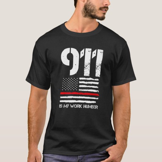 Mens 911は私の勤務番消防士の番号 tシャツ (正面)