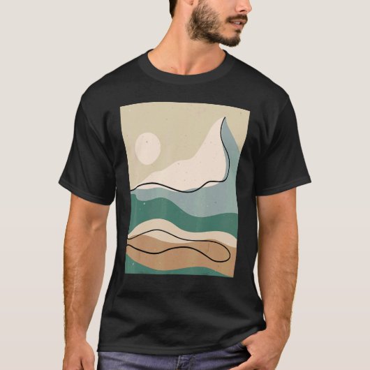 Mens Abstract Mountains Landscape Nature Sky Minim Tシャツ (正面)