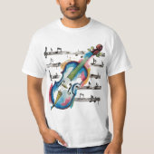 Men's affordable watercolor violin tシャツ (正面)