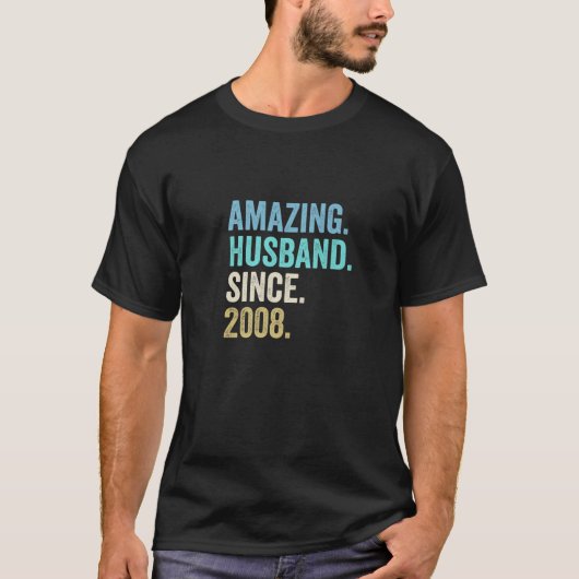 Mens Amazing Husband Since 2008 14Th Wedding Anniv Tシャツ (正面)