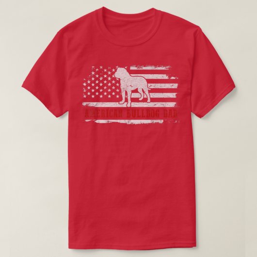 Mens American Bulldog Dad Distressed American Flag Tシャツ (デザイン正面)