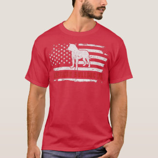 Mens American Bulldog Dad Distressed American Flag Tシャツ