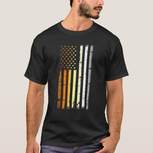 Mens American Flag Lgbt Bear Pride Tシャツ (正面)