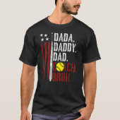 Mens American Flag Softball Coach Dad Daddy Father Tシャツ (正面)