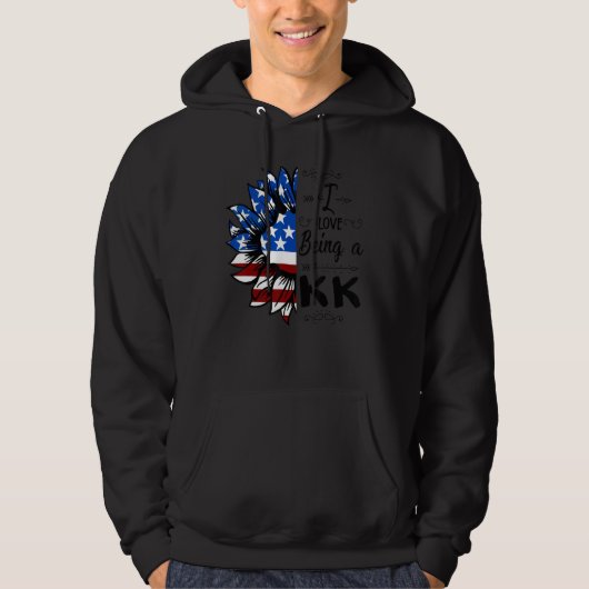 Mens American Flag Sunflower I Love Being A Kk パーカ (正面)