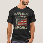 Mens Armed And Dadly  Deadly Father  For Father s  Tシャツ (正面)
