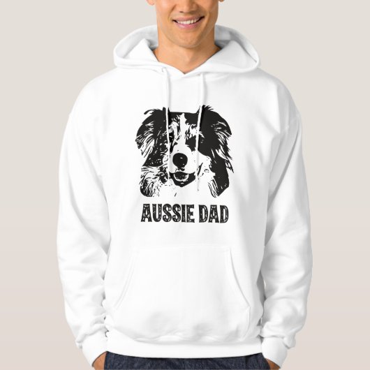 Mens Aussie Dad - Australian Shepherd Dog Dad パーカ (正面)