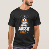 Mens Australian Shepherd Aussie Dad Dog Tシャツ (正面)