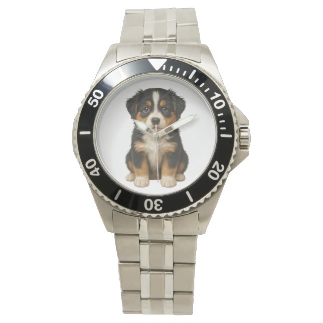 Men's Australian Shepherd SS Bracelet Watch 腕時計 (正面)