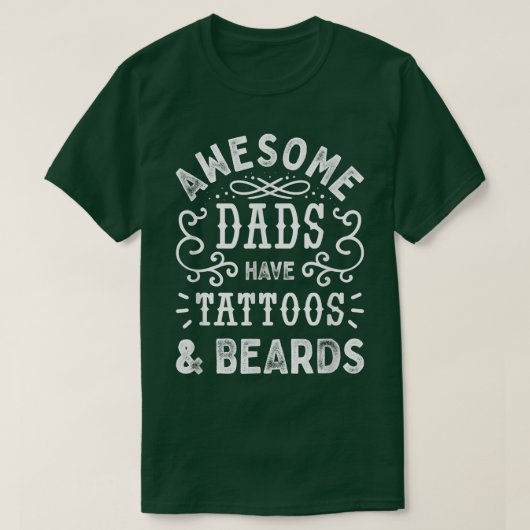 Mens Awesome Dads Have Tattoos And Beards Funny Fa Tシャツ (デザイン正面)