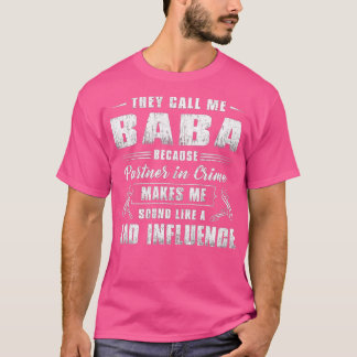 Mens Baba Partner In Crime  Funny Grandpa Fathers  Tシャツ