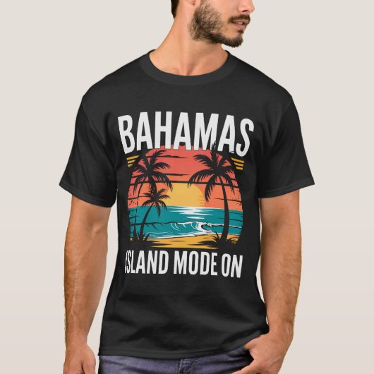 MENS BAHAMAS TSHIRT Island Mode On Summer Beach Tシャツ (正面)