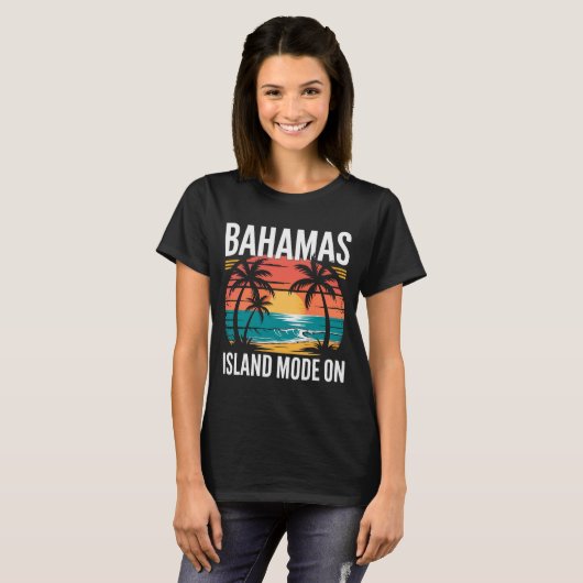 MENS BAHAMAS TSHIRT Island Mode On Summer Beach Tシャツ (正面フル)