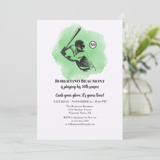 Men's Baseball Hitting 50th Birthday 招待状 (スタンド正面)