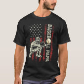 Mens Baseball Papa Flag  Dad Baseball Catcher Fath Tシャツ (正面)
