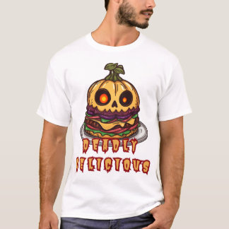 Men's Basic T-Shirt Halloween Pumpkin Burger Tシャツ