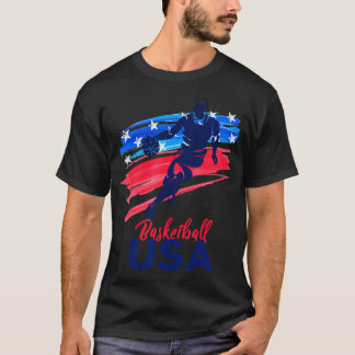 Mens Basketb UsaがチームシャツBasketbをサポート Tシャツ