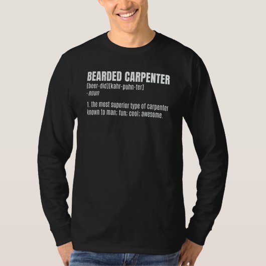 Mens Bearded Carpenter Definition Noun Craftsman W Tシャツ (正面)