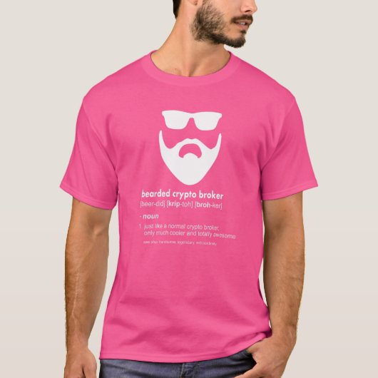 Mens Bearded Crypto Brokerひげ暗号通貨 Tシャツ (正面)