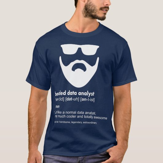 Mens Bearded Data Analyst おもしろい Data Scientist Tシャツ (正面)