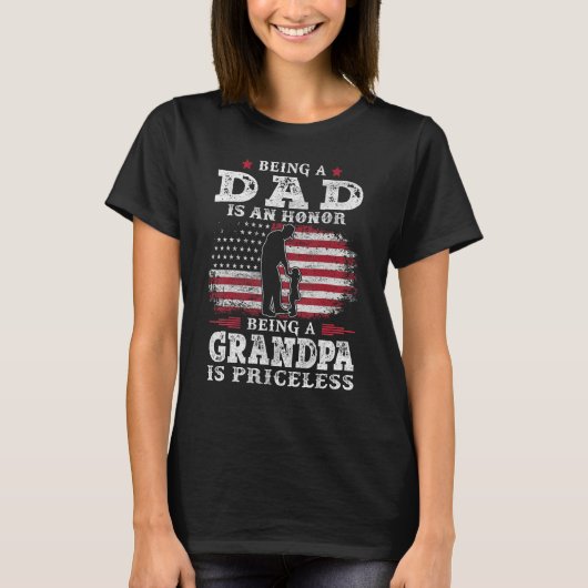 Mens Being Dad Is An Honor Grandpa is Priceless Fl Tシャツ (正面)