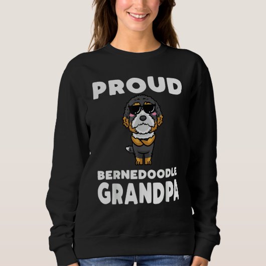 Mens Bernedoodle Dog With Sunglasses スウェットシャツ (正面)
