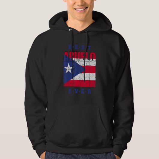 Mens Best Abuelo Ever Puerto Rico Flag Retro Puert パーカ (正面)