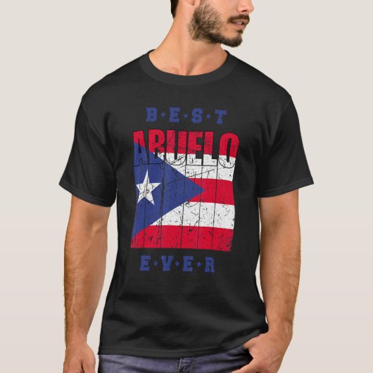 Mens Best Abuelo Ever Puerto Rico Flag Retro Puert Tシャツ (正面)