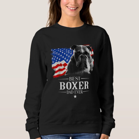 Mens Best Boxer Dad Ever American Flag Father s Da スウェットシャツ (正面)