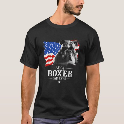 Mens Best Boxer Dad Ever American Flag Father s Da Tシャツ (正面)