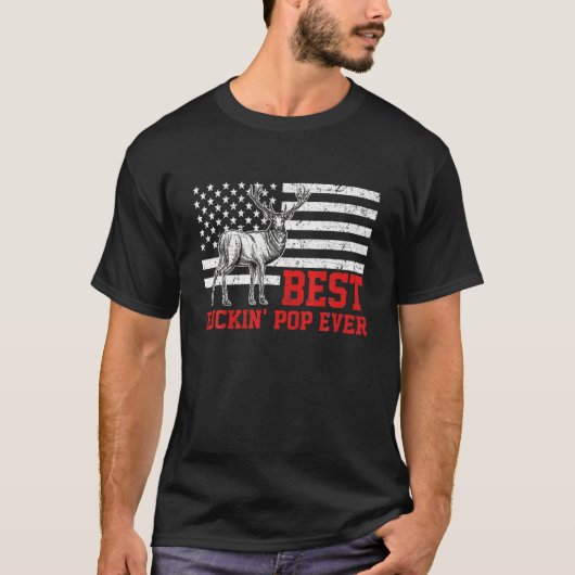 Mens Best Buckin Pop Ever Deer Hunting Fathers Day Tシャツ (正面)