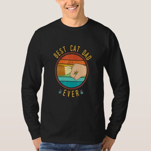 Mens Best Cat Dad Ever  Ginger Cat Fathers Day Ret Tシャツ (正面)