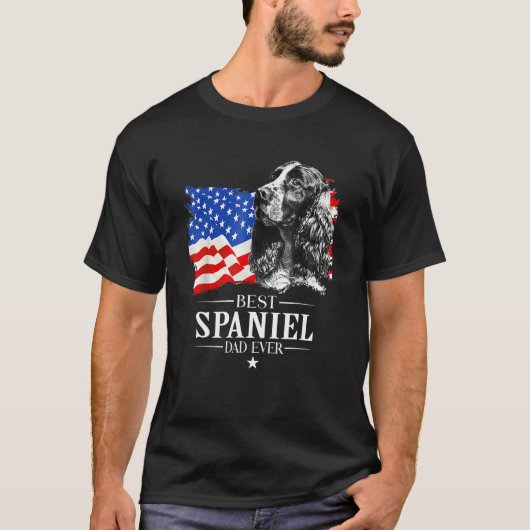 Mens Best Cocker Spaniel Dad Ever American Flag Fa Tシャツ (正面)