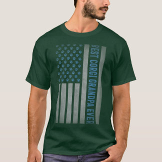 Mens Best Corgi Dog Grandpa Ever 4th of July USA A Tシャツ
