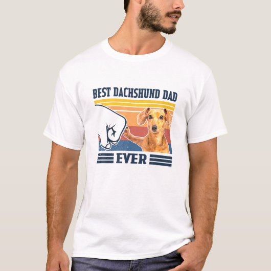 Mens Best Dachshund Dad Ever Gift Funny Dog Lover Tシャツ (正面)