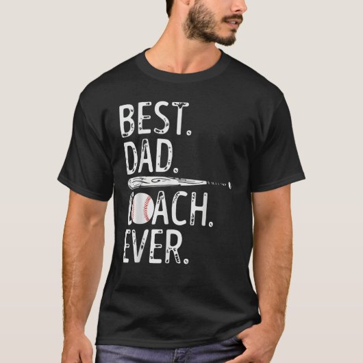 Mens Best Dad Coach Ever Baseball Patriotic For Fa Tシャツ (正面)