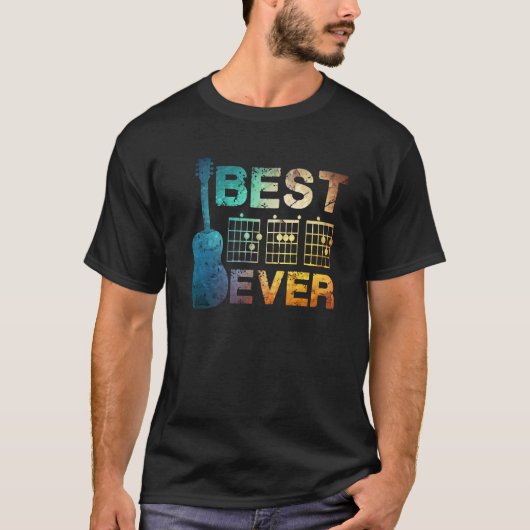 Mens Best Dad Ever Guitar Chords Guitarist Father  Tシャツ (正面)