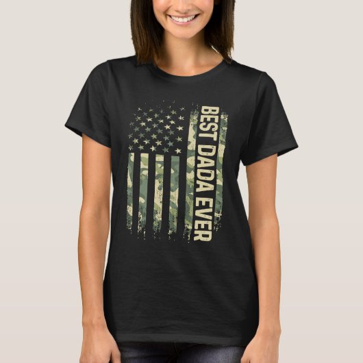 Mens Best Dada Ever Camo American Flag Father's Da Tシャツ (正面)