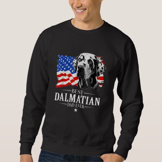 Mens Best Dalmatian Dad Ever American Flag Father  スウェットシャツ (正面)