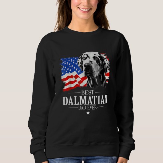 Mens Best Dalmatian Dad Ever American Flag Father  スウェットシャツ (正面)