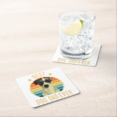 Mens Best Dog Dad Ever Italian Greyhound Fars Day スクエアペーパーコースター (インサイチュ)