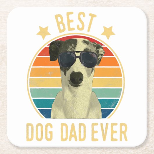 Mens Best Dog Dad Ever Italian Greyhound Fars Day スクエアペーパーコースター (正面)