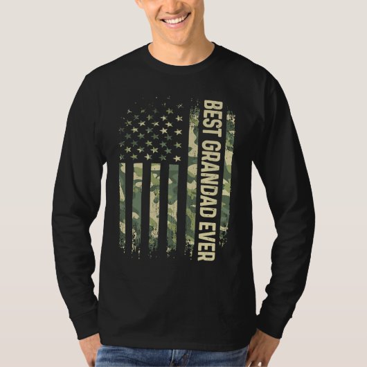 Mens Best Grandad Ever Camo American Flag Father's Tシャツ (正面)